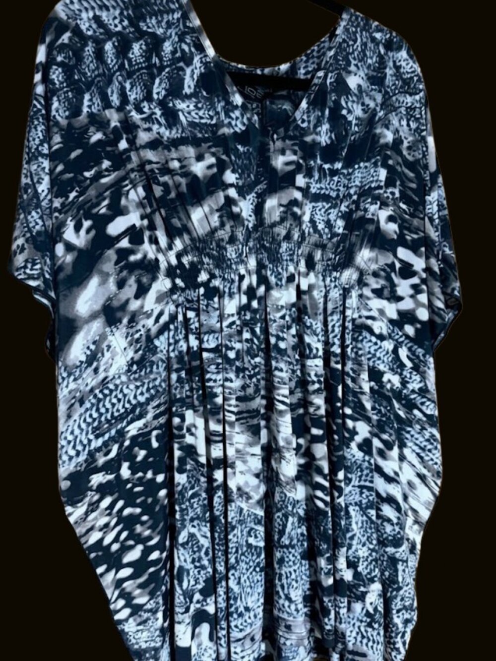 NWT LIOR Paris 4XL Printed Tunic Top V-Neck Smocked Waist Flowy Kaftan